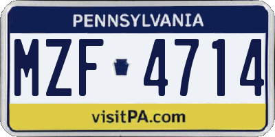 PA license plate MZF4714