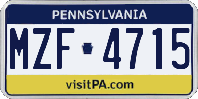 PA license plate MZF4715