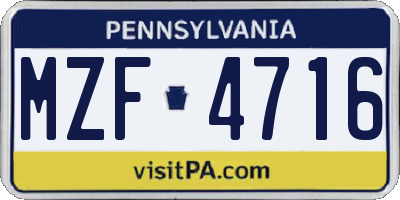 PA license plate MZF4716