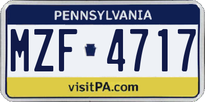 PA license plate MZF4717