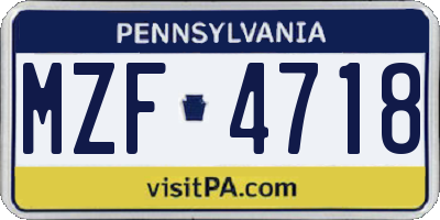 PA license plate MZF4718