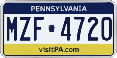 PA license plate MZF4720