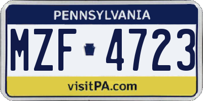 PA license plate MZF4723
