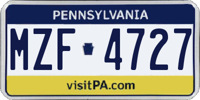 PA license plate MZF4727