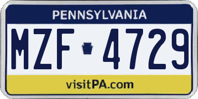 PA license plate MZF4729
