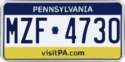 PA license plate MZF4730
