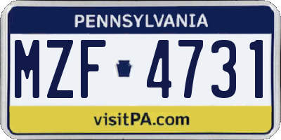 PA license plate MZF4731