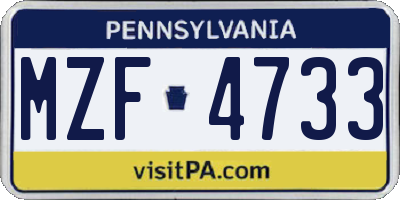 PA license plate MZF4733