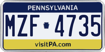 PA license plate MZF4735