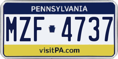 PA license plate MZF4737
