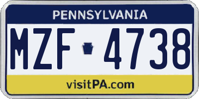 PA license plate MZF4738