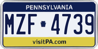 PA license plate MZF4739