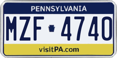 PA license plate MZF4740