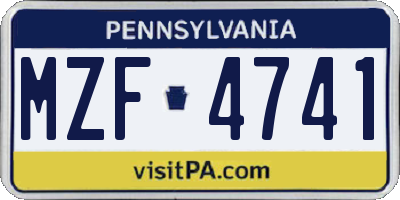 PA license plate MZF4741