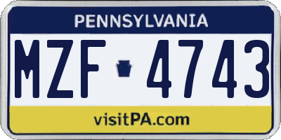 PA license plate MZF4743