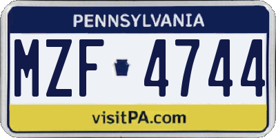 PA license plate MZF4744