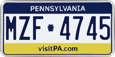 PA license plate MZF4745