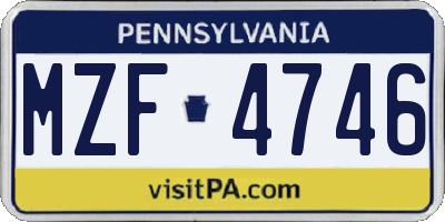 PA license plate MZF4746
