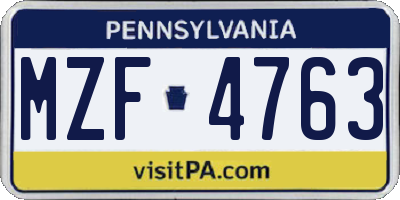 PA license plate MZF4763