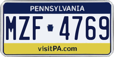 PA license plate MZF4769