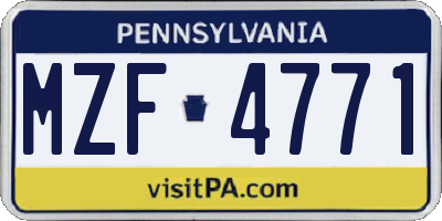 PA license plate MZF4771