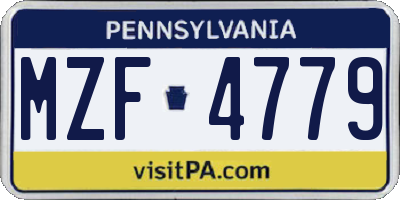 PA license plate MZF4779