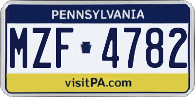 PA license plate MZF4782