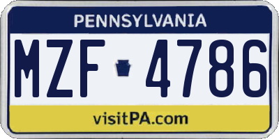 PA license plate MZF4786