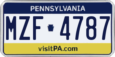 PA license plate MZF4787