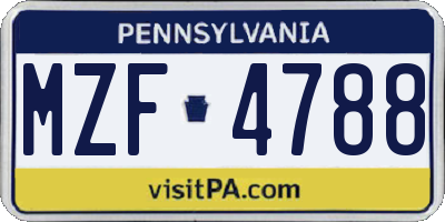PA license plate MZF4788