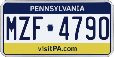 PA license plate MZF4790