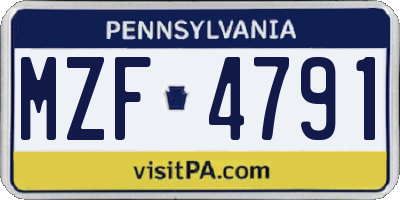 PA license plate MZF4791