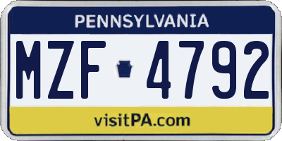 PA license plate MZF4792