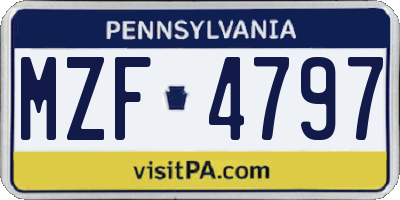 PA license plate MZF4797