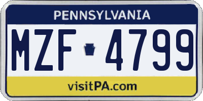 PA license plate MZF4799