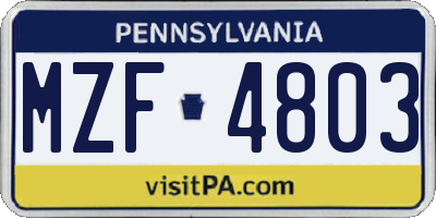 PA license plate MZF4803