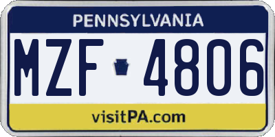 PA license plate MZF4806