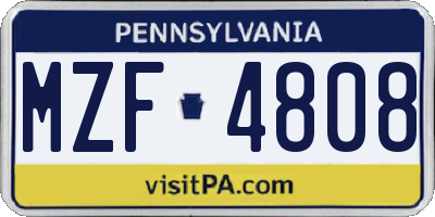 PA license plate MZF4808