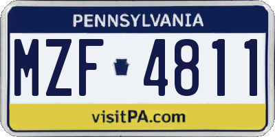 PA license plate MZF4811