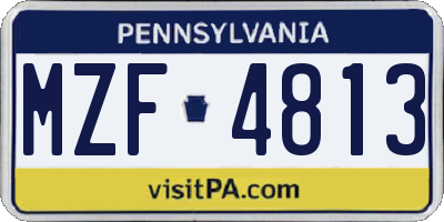 PA license plate MZF4813