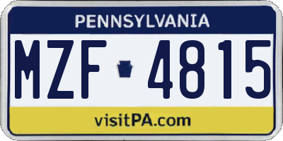 PA license plate MZF4815