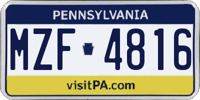 PA license plate MZF4816