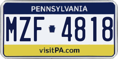 PA license plate MZF4818