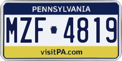 PA license plate MZF4819