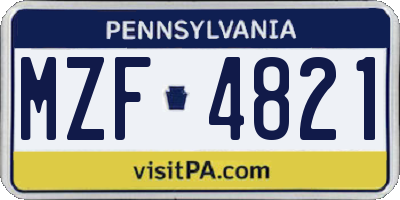 PA license plate MZF4821