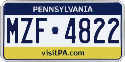 PA license plate MZF4822