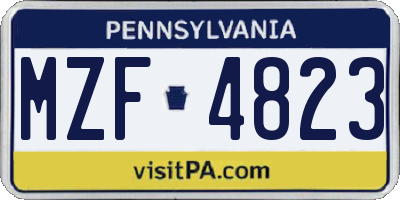 PA license plate MZF4823