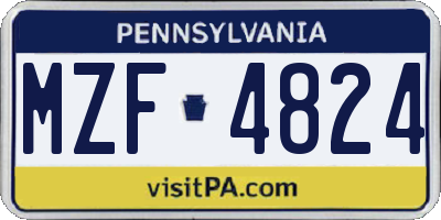 PA license plate MZF4824