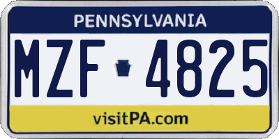 PA license plate MZF4825