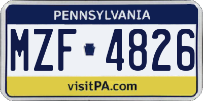 PA license plate MZF4826